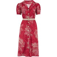 Charlene Shirtwaister Dress in Ruby Palm Print, True 1950s Vintage Style