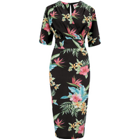 **Pre-Order** The “Evelyn” Wiggle Dress in Black Honolulu, True 1940s Early 50s Vintage Style