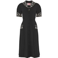 The “Loopy-Lou” Shirtwaister Dress in Black with Contrast RicRac, True 1950s Vintage Style