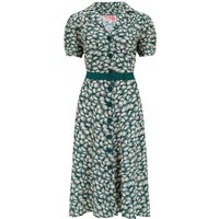 The “Charlene” Shirtwaister Dress in Green Whisp Print , True 1950s Vintage Style