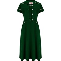 The “Lucille” 2pc Sweetheart Dress & Bolero Set In Green & Ivory Contrast, True Late 1940s – Early 50s Vintage Style