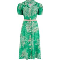 The Charlene Shirtwaister Dress in Emerald Palm Print, True 1950s Vintage Style