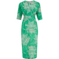 The “Evelyn” Wiggle Dress in Emerald Palm Print , True Late 40s Early 50s Vintage Style