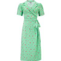 “Peggy” Wrap Dress in Mint Rose, Classic 1940s True Vintage Style