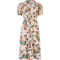 The “Charlene” Shirtwaister Dress in Tahiti Print, True 1940s-50s Vintage Style