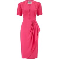 “Mabel” Waterfall Dress in Raspberry, A Classic 1940s Inspired Vintage Style