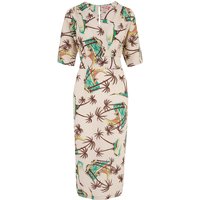 The “Evelyn” Wiggle Dress in Tahiti Print , True Late 40s Early 50s Vintage Tiki Style