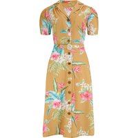 The “Charlene” Shirtwaister Dress in Mustard Honolulu Print, True & Authentic 1950s Vintage Style