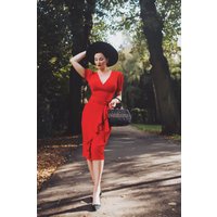 “Lilian” Sarong Dress in Red, Classic & Authentic 1940s Vintage Style At Its Best