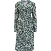 The “Evie” Long Sleeve Wrap Dress in Green Whisp, True & Authentic Late 1940s Early 1950s Vintage Style