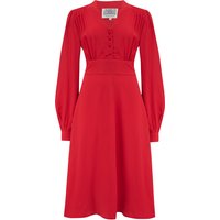 “Ava” Dress in Lipstick Red, Classic 1940’s Style Long Sleeve Dress