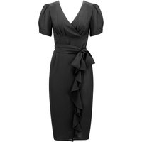 “Lilian” Sarong Dress in Black, A True Classic & Authentic 1940s Vintage Style