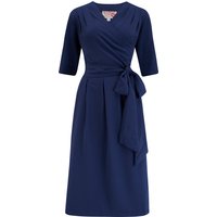 The “Vivien” Full Wrap Dress in Navy, True 1940s To Early 1950s Style