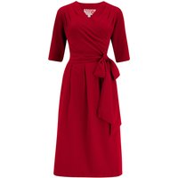 The “Vivien” Full Wrap Dress in Red, True 1940s To Early 1950s Style