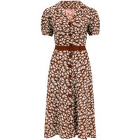 The “Charlene” Shirtwaister Dress in Cinnamon Whisp Print , True 1950s Vintage Style