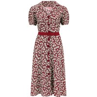 The “Charlene” Shirtwaister Dress in Wine Whisp Print , True 1950s Vintage Style