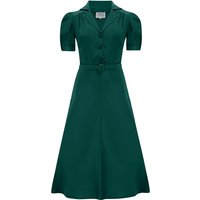 “Lisa” Shirt Dress in Hampton Green, Authentic 1940s Vintage Style Tea Dress at its Best