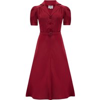 “Lisa” Shirt Dress in Windsor Wine, Authentic 1940s Vintage Style Tea Dress at its Best