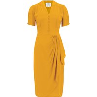 “Mabel” Waterfall Dress in Mustard Yellow, A Classic 1940s Inspired Vintage Style