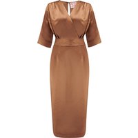 RnR “Luxe” Range.. The “Evelyn” Wiggle Dress in Super Luxurious Golden Pecan Brown SATIN