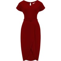 The “Dita” V Neck Sheath Dress in Wine, True19 50s Vintage Style