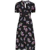 “Dolores” Swing Dress in Black Floral Dancer, A Classic 1940s Inspired Vintage Style