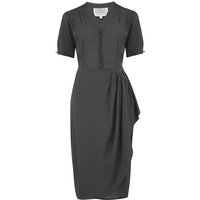 “Mabel” Waterfall Dress in Liquorice Black, A Classic 1940s Inspired Vintage Style