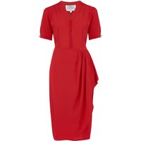 “Mabel” Waterfall Dress in Lipstick Red, A Classic 1940s Inspired Vintage Style