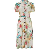 The “Charlene” Shirtwaister Dress in Natural Honolulu Print, True & Authentic 1950s Vintage Style