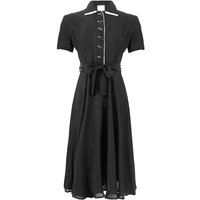 “Mae” Tea Dress in Black with Cream Contrasts, Classic 1940s Vintage Style