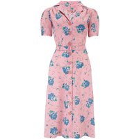 The “Charlene” Shirtwaister Dress in Pink Summer Bouquet , True 1940s-50s Vintage Style