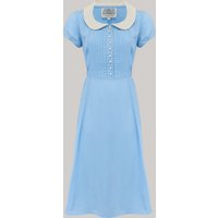 “Dorothy” Swing Dress in Powder Blue, With  Cream Contrast collar Mid 1940s Inspired, Vintage Style