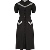 The “Dolly” Fringed Dress in Black With Ivory, Authentic 1950s Vintage Western Style