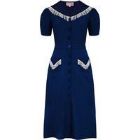 The “Dolly” Fringed Dress in Navy With Ivory , Authentic 1950s Vintage Western Style