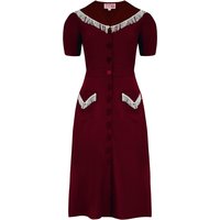 The “Dolly” Fringed Dress in Wine With Ivory, Authentic 1950s Vintage Western Style