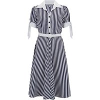 *Make Do & Mend* Sample Sale “Debbie” Dress in Navy Stripe Size 12.. PLEASE READ FULL DESCRIPTION ..