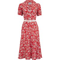 “Lisa” Shirt Dress in Pansy Print, Authentic 1940s Vintage Style Tea Dress at its Best