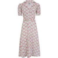 “Lisa” Shirt Dress in Rose Kiss Print, Authentic 1940s Vintage Style Tea Dress at its Best