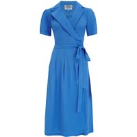“Peggy” Wrap Dress in Palace Blue, Classic 1940s True Vintage Style