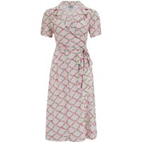 “Peggy” Wrap Dress Rose Kiss Print, Classic 1940s True Vintage Style