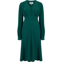 “Ava” Dress in Hampton Green, Classic 1940’s Style Long Sleeve Dress