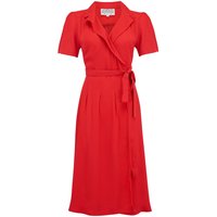 “Peggy” Wrap Dress in Solid Red, Classic 1940s Vintage Inspired Style