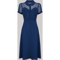 “Florance” Tea Dress in Navy with matching Navy Lace upper, Authentic 1940s true vintage style