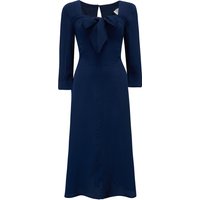 Joyce 1940s Day Dress in Navy Blue, Authentic true vintage style