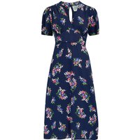 “Dolores” Swing Dress in Navy Floral Dancer, A Classic 1940s Inspired Vintage Style