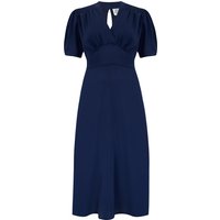 “Dolores” Swing Dress in Solid Navy, Classic 1940s Inspired Vintage Style