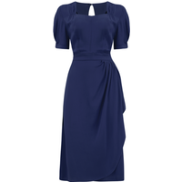 Shelly Dress in Navy Blue, A Classic 1940s Inspired wiggle dress, True Vintage Style