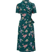 “Peggy” Wrap Dress Green Mayflower Print , Classic 1940s True Vintage Style