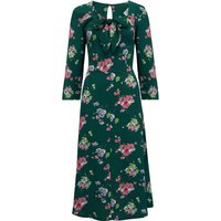 Joyce 1940s Day Dress in Green Mayflower Print , Authentic true vintage style