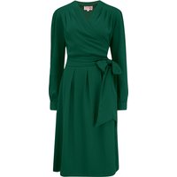 The “Evie” Long Sleeve Wrap Dress in Green, True & Authentic Late 1940s to Early 1950s Vintage Style